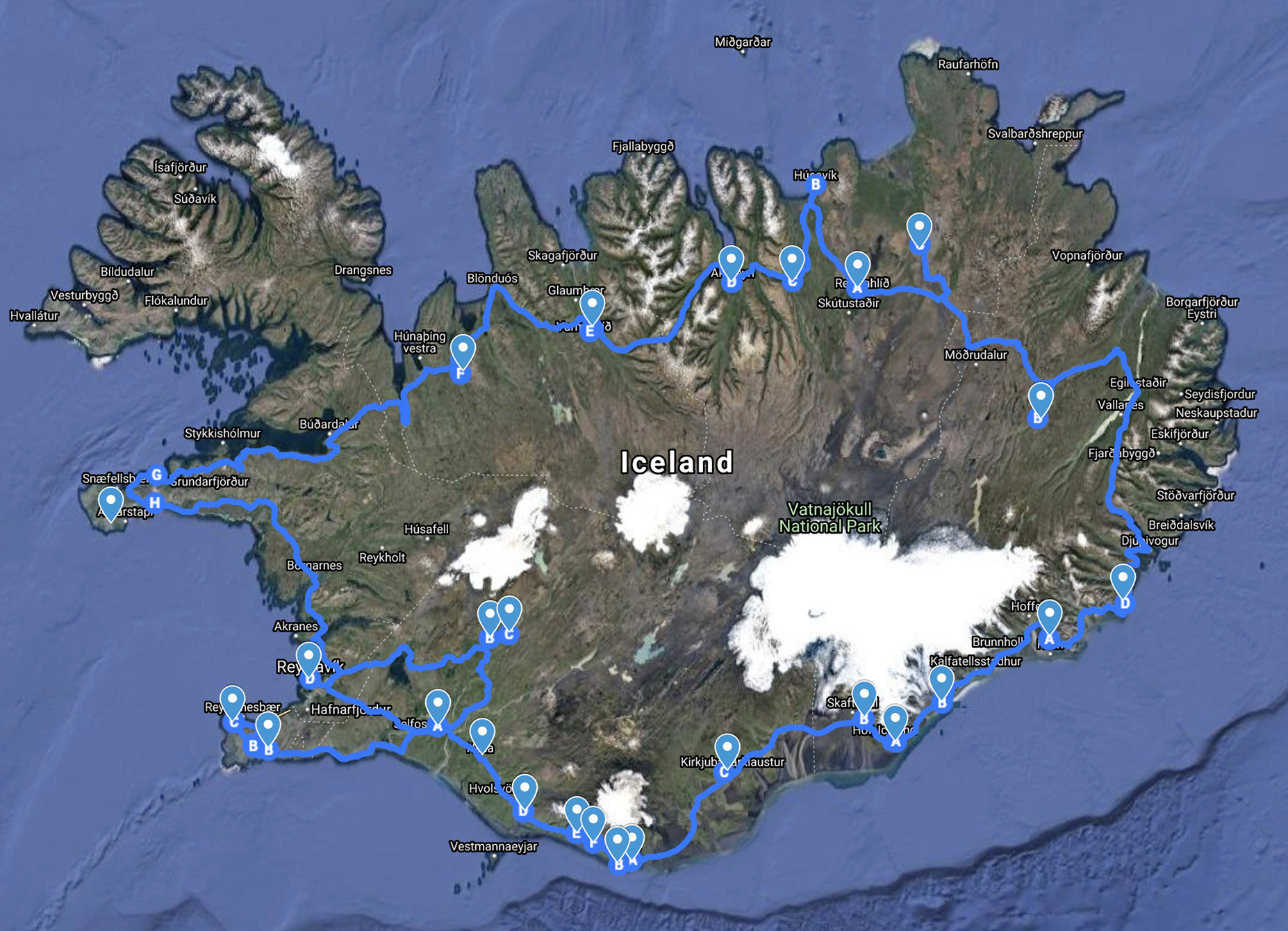 Iceland Ring Road Map