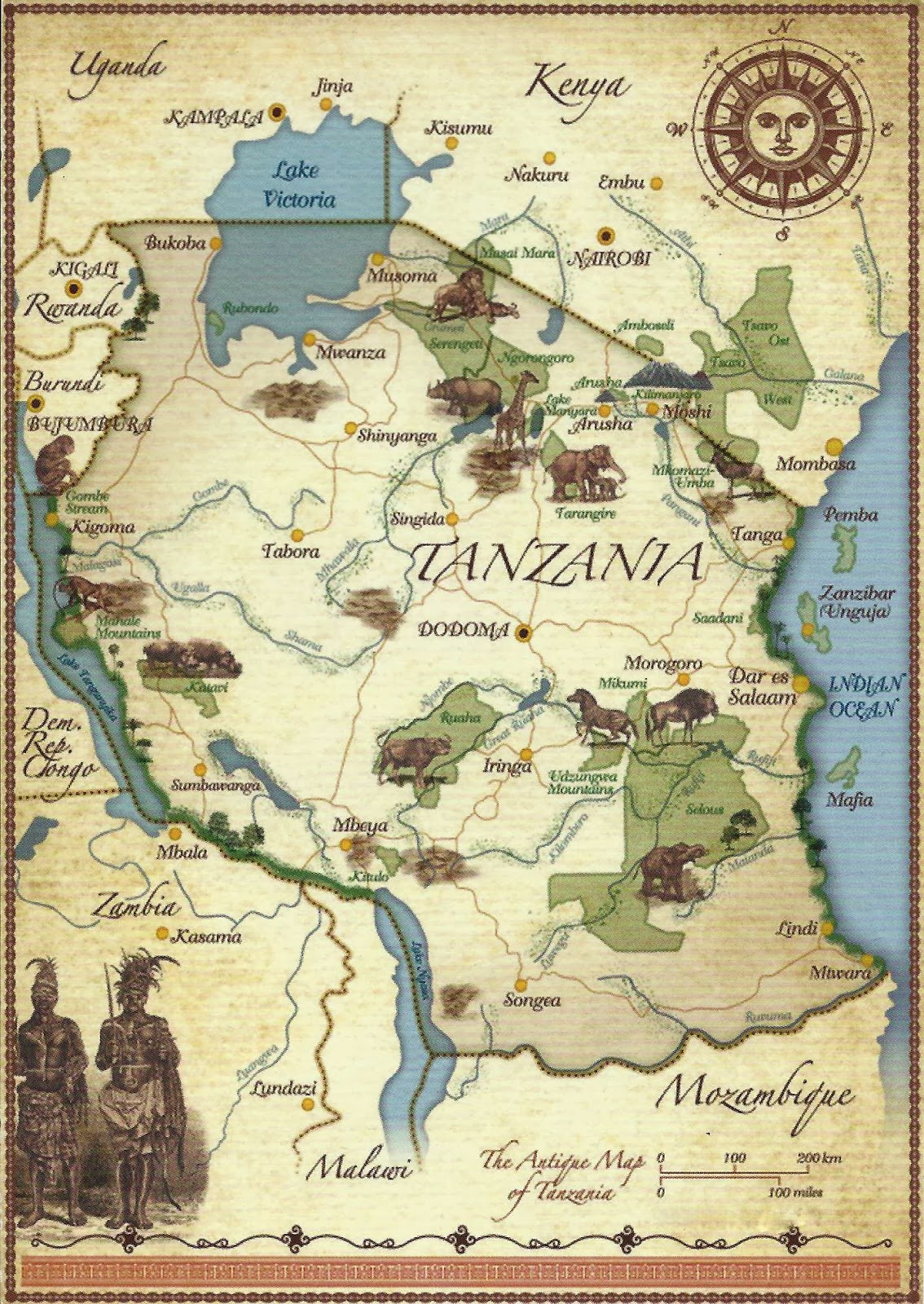 Tanzania Vintage map